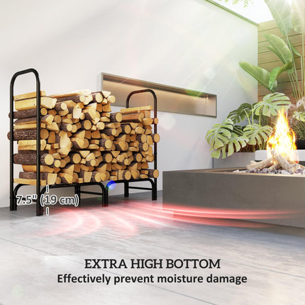 4FT Firewood Rack with Canvas Carrier Bag and 600D Oxford Waterproof Cover, Meta