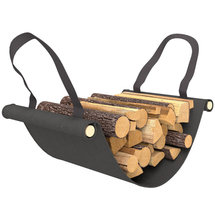 4FT Firewood Rack with Canvas Carrier Bag and 600D Oxford Waterproof Cover, Meta
