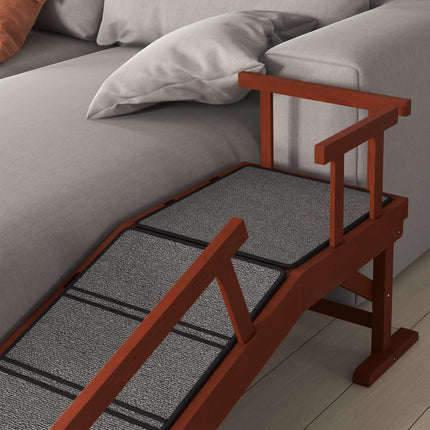 Wooden Dog Ramp with Removable Guardrails, Non-Slip Surface, 125 cm Long, Brown
