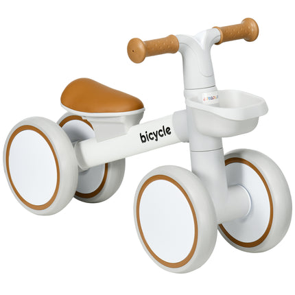 Kids Balance Bike with Adjustable Seat for 1-3 Years Old - White