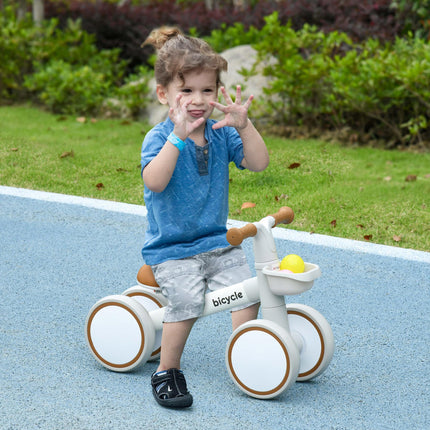 Kids Balance Bike with Adjustable Seat for 1-3 Years Old - White