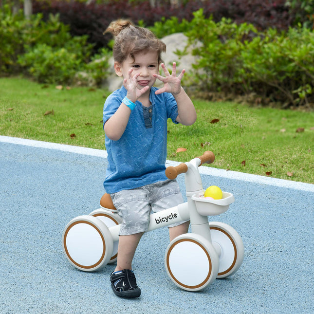 Kids Balance Bike with Adjustable Seat for 1-3 Years Old - White