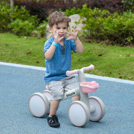 Kids Balance Bike with Adjustable Seat and Silent Wheels for 1-3 Years - Pink