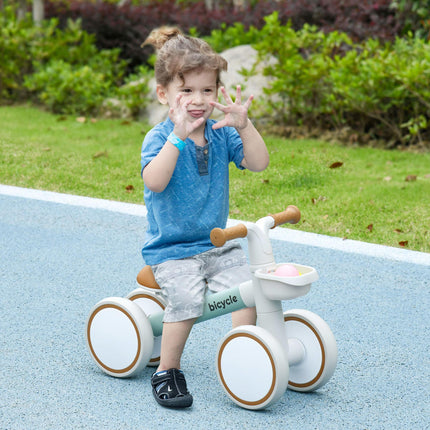 Kids Balance Bike with Adjustable Seat and Silent Wheels for 1-3 Years - Green