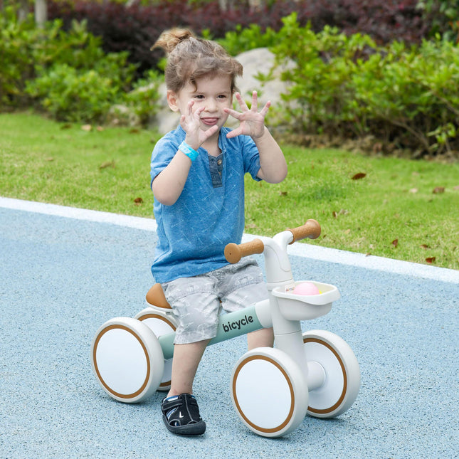 Kids Balance Bike with Adjustable Seat and Silent Wheels for 1-3 Years - Green
