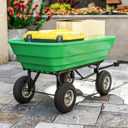 Set of 4 Pneumatic Rubber Wheelbarrow Wheels with Notched Tread 25.5x7.5cm - Black