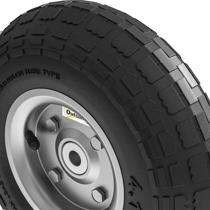 Set of 4 Pneumatic Rubber Wheelbarrow Wheels with Notched Tread 25.5x7.5cm - Black