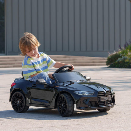 12V BMW Licensed Kids Electric Car with Remote Control, Suspension, Music & LED Lights - Black