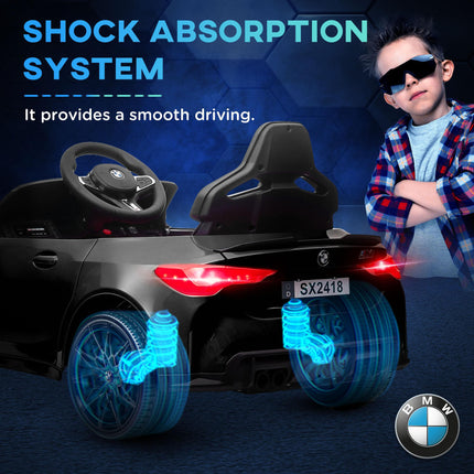 12V BMW Licensed Kids Electric Car with Remote Control, Suspension, Music & LED Lights - Black
