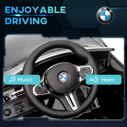 12V BMW Licensed Kids Electric Car with Remote Control, Suspension, Music & LED Lights - Black