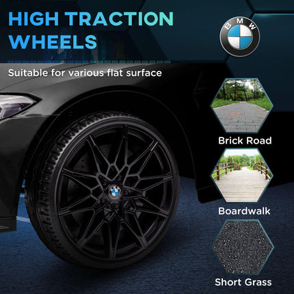 12V BMW Licensed Kids Electric Car with Remote Control, Suspension, Music & LED Lights - Black