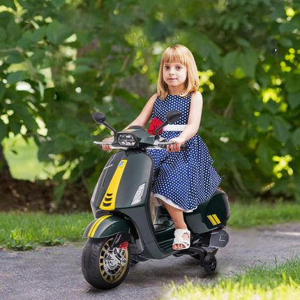 12V Vespa Licensed Kids Electric Motorbike w/ Music, Lights, FM Radio, for 3-6