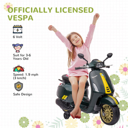 12V Vespa Licensed Kids Electric Motorbike w/ Music, Lights, FM Radio, for 3-6