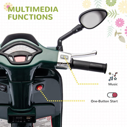 12V Vespa Licensed Kids Electric Motorbike w/ Music, Lights, FM Radio, for 3-6