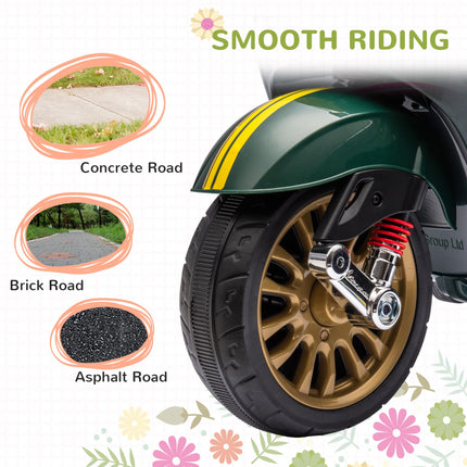 12V Vespa Licensed Kids Electric Motorbike w/ Music, Lights, FM Radio, for 3-6