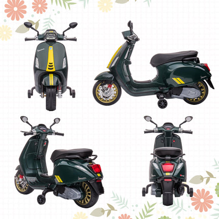 12V Vespa Licensed Kids Electric Motorbike w/ Music, Lights, FM Radio, for 3-6