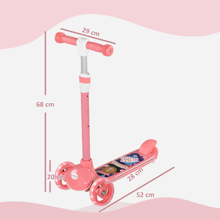 Kids 3 Wheel Adjustable Height Scooter with LED Lights and TPE Handlebar for Ages 2-6 - Pink