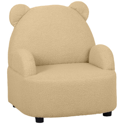 Kids Bear Shaped Armchair with Teddy Fleece Cover for Toddlers - Khaki