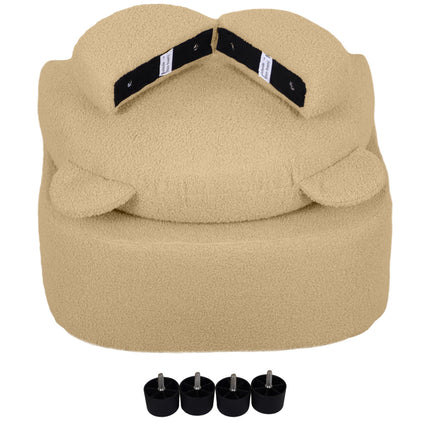 Kids Bear Shaped Armchair with Teddy Fleece Cover for Toddlers - Khaki