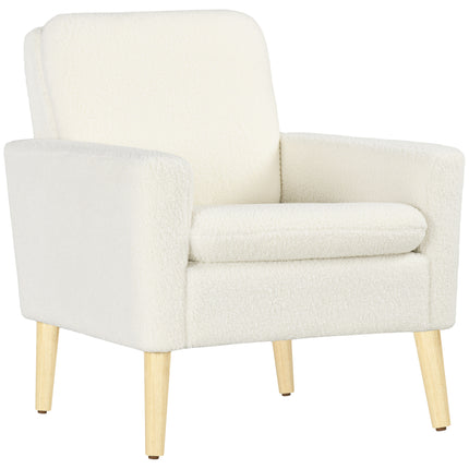 Armchair, Upholstered Accent Chair with Wood Legs and Wide Padded Seat, Teddy Oc