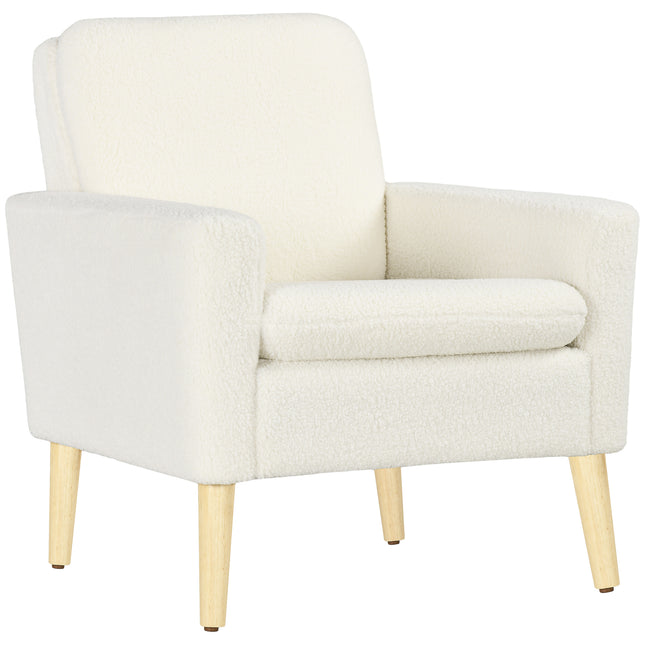 Armchair, Upholstered Accent Chair with Wood Legs and Wide Padded Seat, Teddy Oc
