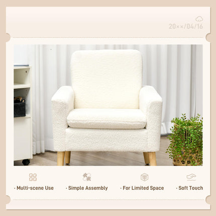 Armchair, Upholstered Accent Chair with Wood Legs and Wide Padded Seat, Teddy Oc