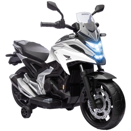 12V Honda Licensed Kids Electric Motorbike with Music, Headlights & Early Education Function for Ages 3-6 - White
