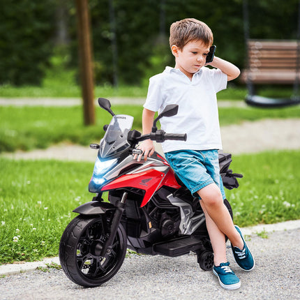 12V Honda Licensed Kids Electric Motorbike with Music, Headlights & Education Function for Ages 3-6 - Red