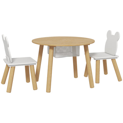 3-Piece Kids Activity Table Set with Centre Mesh Bag, Bear-Shaped Backrest, for