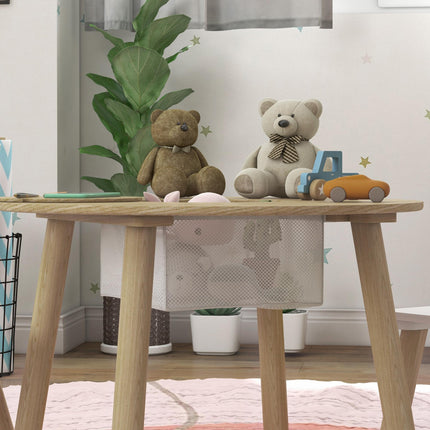 3-Piece Kids Activity Table Set with Centre Mesh Bag, Bear-Shaped Backrest, for