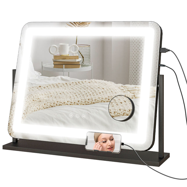 LED Light Tabletop Makeup Mirror, with Adjustable Settings
