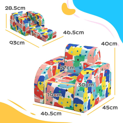 Foldable Toddler Chair Soft Snuggle Sponge Filled for Bedroom Playroom, Aged 18