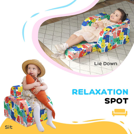 Foldable Toddler Chair Soft Snuggle Sponge Filled for Bedroom Playroom, Aged 18