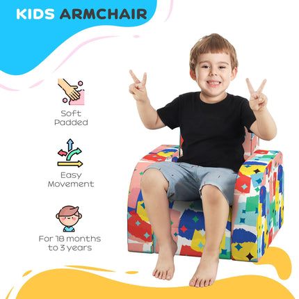 Foldable Toddler Chair Soft Snuggle Sponge Filled for Bedroom Playroom, Aged 18