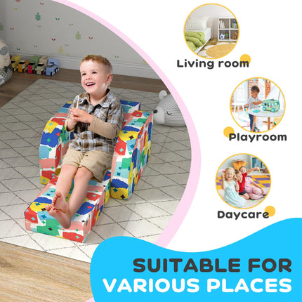 Foldable Toddler Chair Soft Snuggle Sponge Filled for Bedroom Playroom, Aged 18