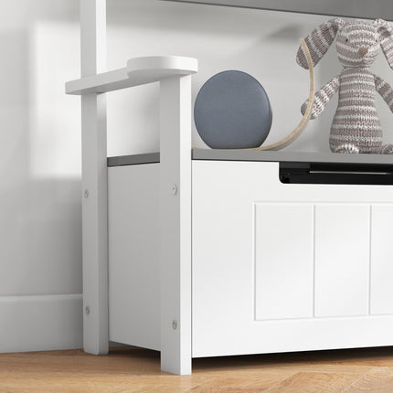 Kids 2-in-1 Toy Box and Bench with Backrest and Gas Strut Lid - Grey