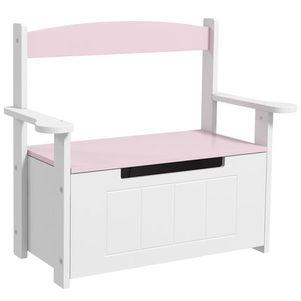 2-in-1 Kids Toy Box and Storage Bench with Lid - Pink