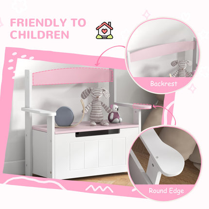 2-in-1 Kids Toy Box and Storage Bench with Lid - Pink