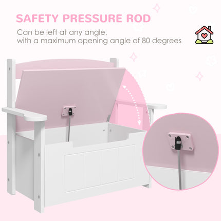 2-in-1 Kids Toy Box and Storage Bench with Lid - Pink