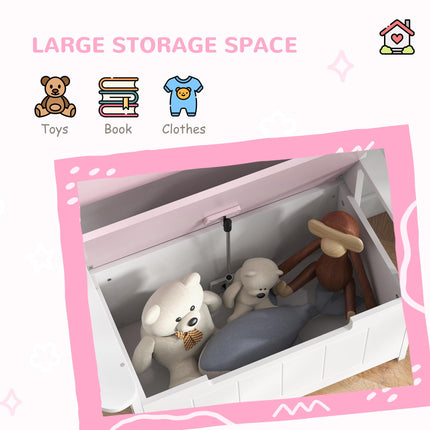 2-in-1 Kids Toy Box and Storage Bench with Lid - Pink