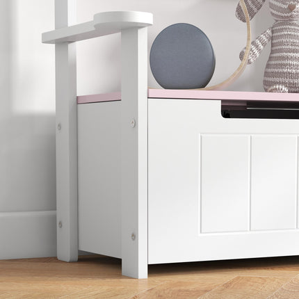 2-in-1 Kids Toy Box and Storage Bench with Lid - Pink