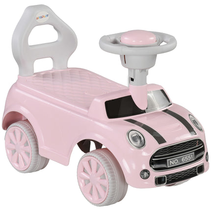 Foot To Floor Ride On Sliding Car with Air Horn and Anti-Over-Backwards Safety for 18-36 Months - Pink