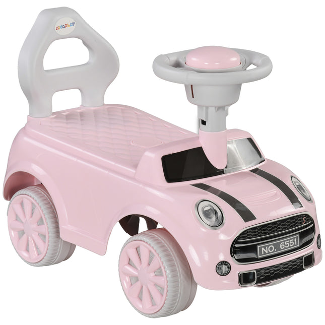 Foot To Floor Ride On Sliding Car with Air Horn and Anti-Over-Backwards Safety for 18-36 Months - Pink