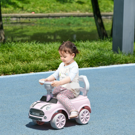 Foot To Floor Ride On Sliding Car with Air Horn and Anti-Over-Backwards Safety for 18-36 Months - Pink