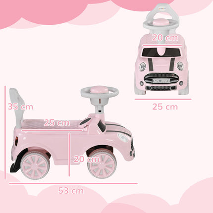 Foot To Floor Ride On Sliding Car with Air Horn and Anti-Over-Backwards Safety for 18-36 Months - Pink