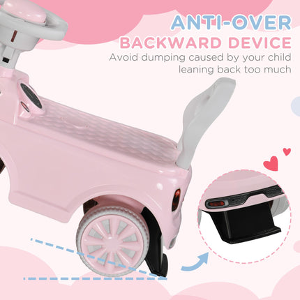 Foot To Floor Ride On Sliding Car with Air Horn and Anti-Over-Backwards Safety for 18-36 Months - Pink