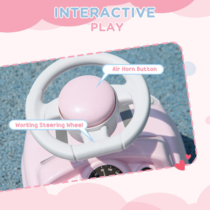 Foot To Floor Ride On Sliding Car with Air Horn and Anti-Over-Backwards Safety for 18-36 Months - Pink