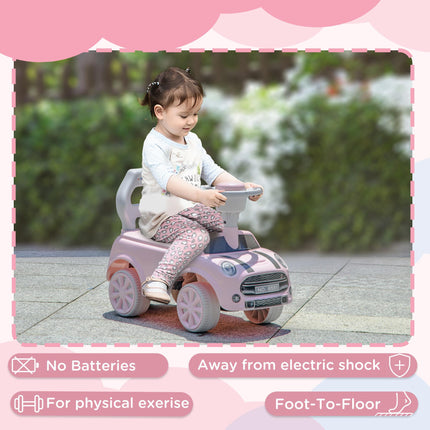 Foot To Floor Ride On Sliding Car with Air Horn and Anti-Over-Backwards Safety for 18-36 Months - Pink