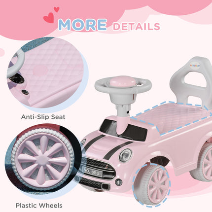 Foot To Floor Ride On Sliding Car with Air Horn and Anti-Over-Backwards Safety for 18-36 Months - Pink