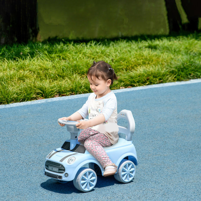 Foot To Floor Ride-On Sliding Car with Air Horn and Anti-Backwards Safety for 18-36 Months - Light Blue